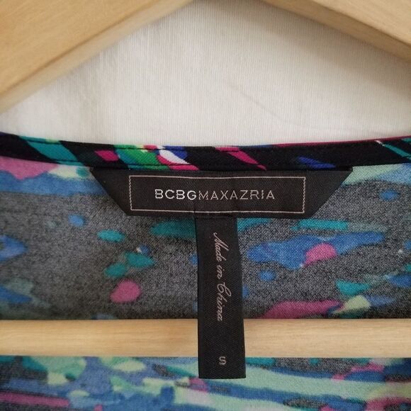 BCBGMaxAzria Adele Paint Splatter Multicolor Wrap Dress Size S - Picture 11 of 15